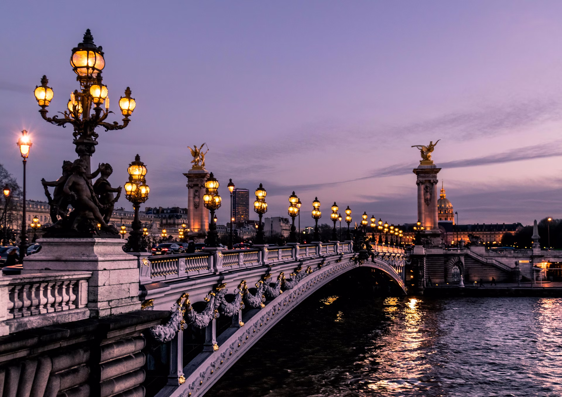 Europe city at dusk